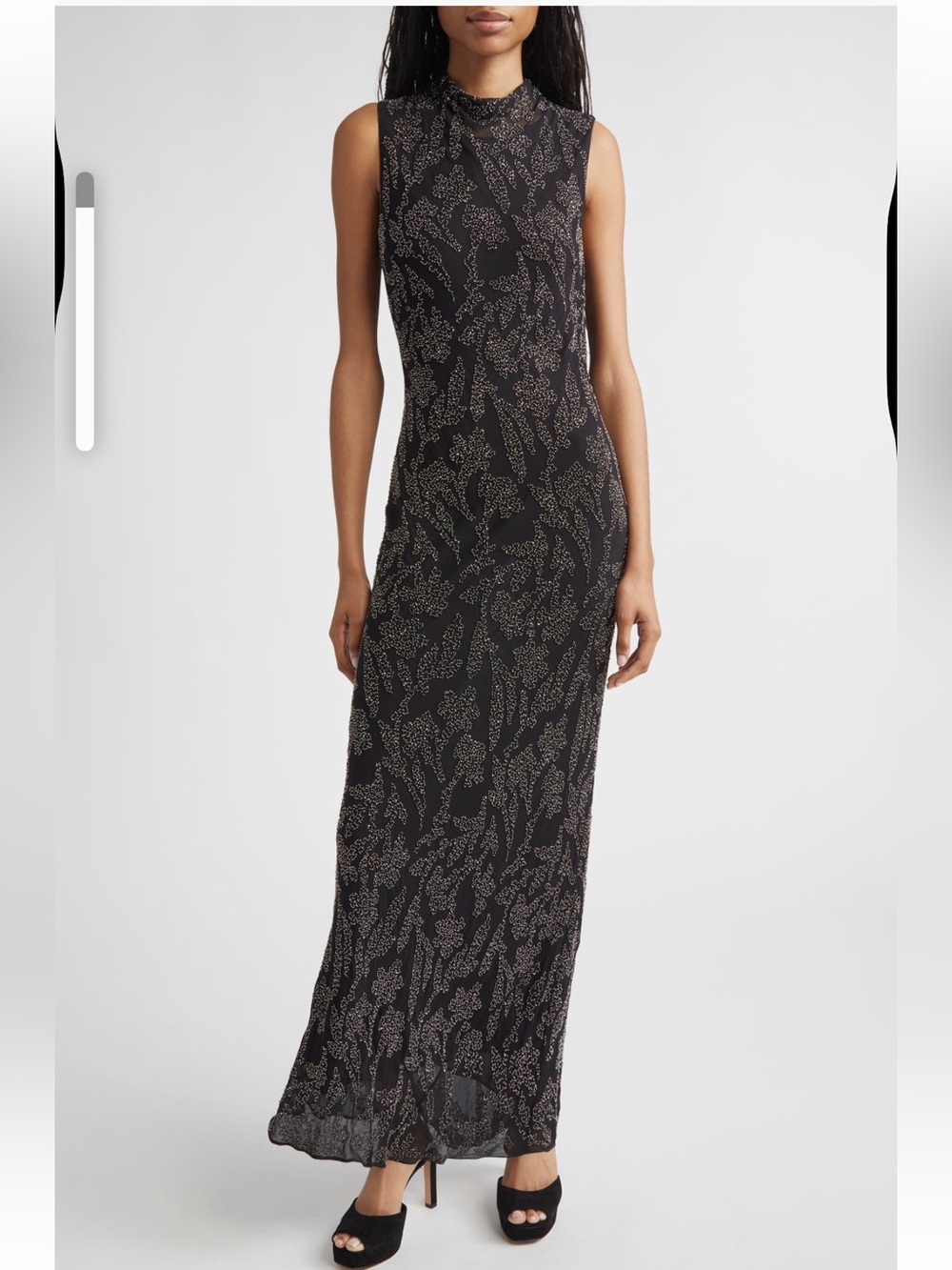 Veronica Beard Sylven Beaded Maxi Dress Black Georgette Evening Gown 6 New $998